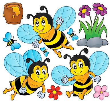 Happy spring bees theme set 1