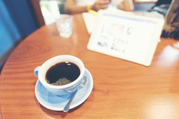 long black americano coffee in coffee cafe