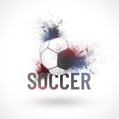 Fototapeta premium Soccer ball on white background, grunge effect.