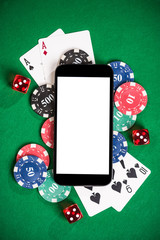 Gambling on mobile phone mock up