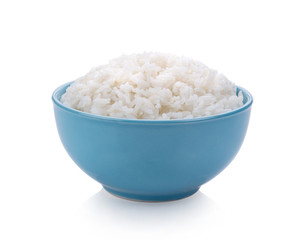  jasmine Rice in a bowl on white background