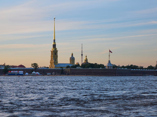 View towards the Peter and Paul Fortress in Saint Petersburg, Russia