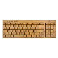 Wireless wooden keyboard isolated on white