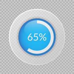 65 percent pie chart on transparent background. Percentage vector infographics. Circle diagram isolated. Business illustration icon for marketing project, finance, financial report, web design