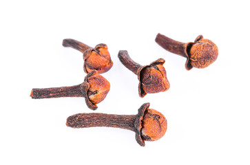 cloves spices on white background