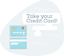 Take your credit card concept in line art style
