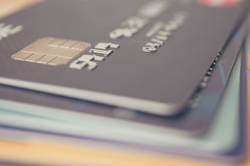 Close up shot credit card selective focus for background