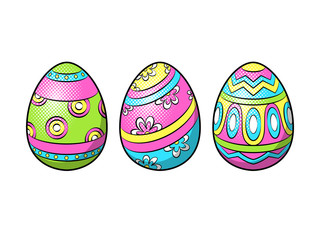 Easter eggs pop art vector illustration