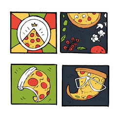 Pizza icons, posters, images set