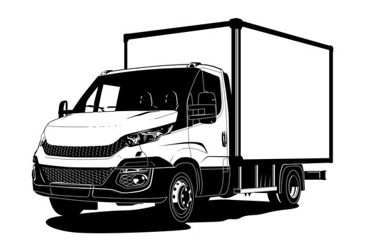 recommend clip art: Vector truck outline template isolated on white