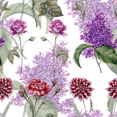Background with spring flowers of lilac. Seamless pattern. 