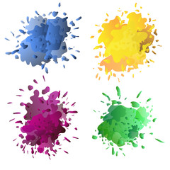 set of vector set of colorful ink splashes, ink blots. Splatter collection.