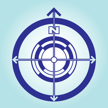 North direction sign on a light blue background. Orientation on the sides of the world. Vector flat design.