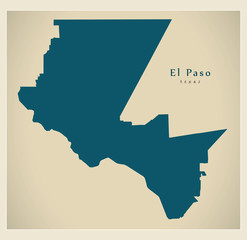 Modern Map - El Paso Texas city of the USA