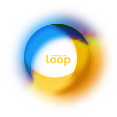 Loop circle business icon, created with glass transparent color shapes