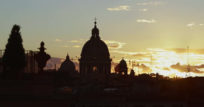 Sunset over Rome skyline