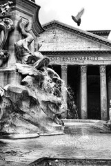 Pantheon and a near fountain  in Rome, Italy