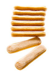 sponge biscuit - ladyfinger savoiardi isolated over a white background