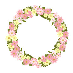 Obraz na płótnie Canvas Vector flower wreath. Floral frame for cards design.