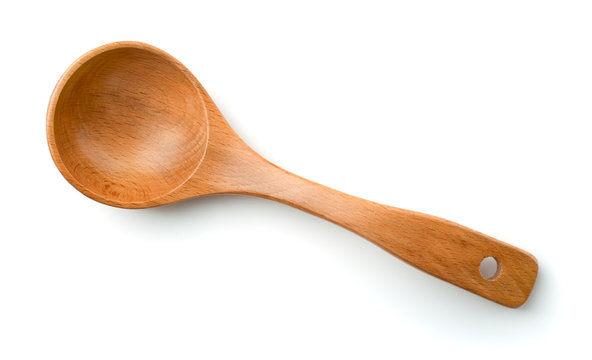 Top view of empty wooden spoon