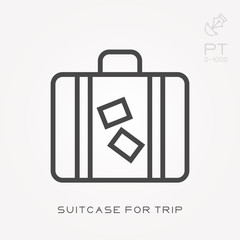 Line icon suitcase for trip
