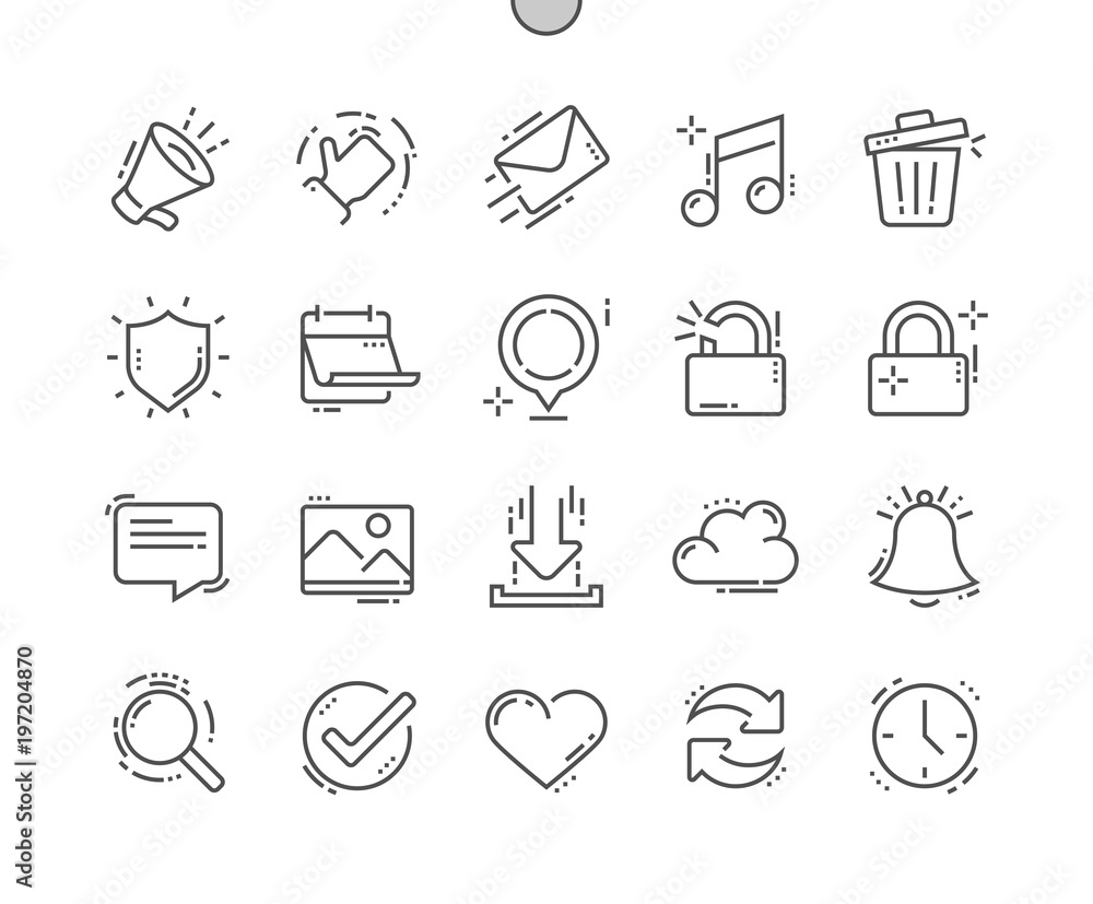 Poster general well-crafted pixel perfect vector thin line icons 30 2x grid for web graphics and apps. simp