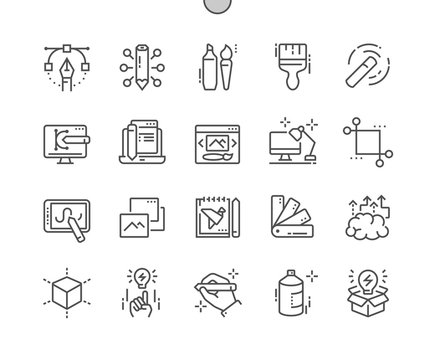 Graphic Design Well-crafted Pixel Perfect Vector Thin Line Icons 30 2x Grid for Web Graphics and Apps. Simple Minimal Pictogram