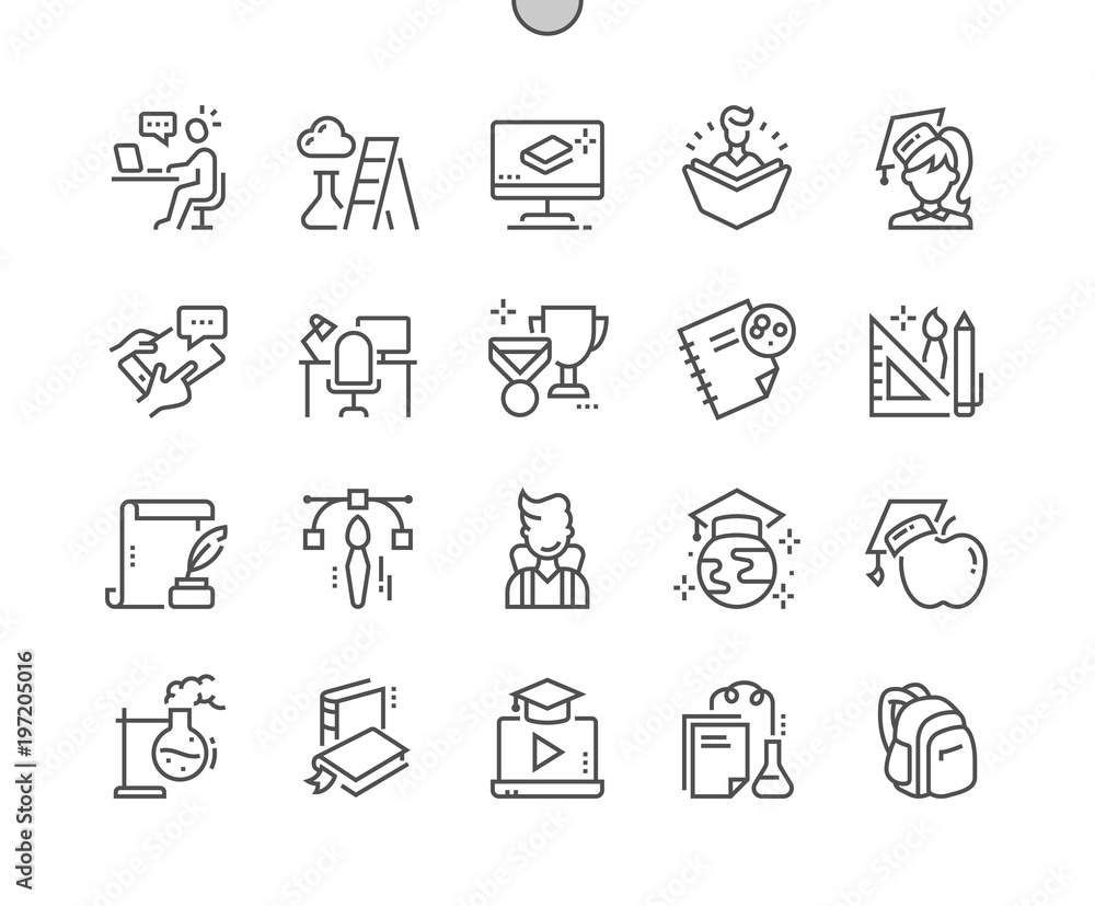 Poster education well-crafted pixel perfect vector thin line icons 30 2x grid for web graphics and apps. si