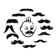 Set of barber shop mustache icons