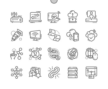 Network Well-crafted Pixel Perfect Thin Line Icons 30 2x Grid for Web Graphics and Apps. Simple Minimal Pictogram