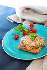 French burger with sauce mustards