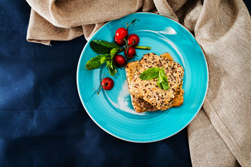 French burger with sauce mustards