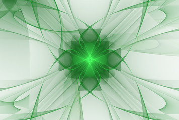 Bright abstract fractal green flowers, Fractal flowers fantasy