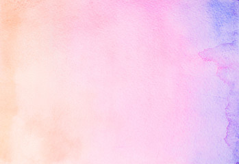 peach,pink, blue, violet watercolor ombre color background. hand draw illustration . colored like sunrise, sunset, purple, orange © wrongorright