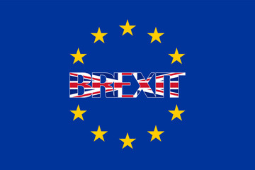 brexit EU blue european union flag with BREXIT text, united kingdom exit concept