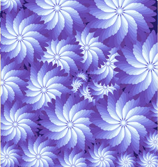 Visual illusion - vector violet spiral texture with flowers