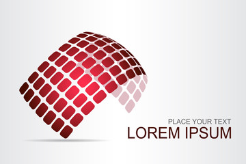 Logo stylized spherical surface with abstract shapes