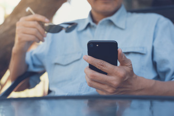 Man using smartphone