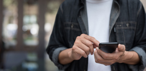 Man using smartphone