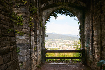 Bergamo, Italy - August 18, 2017: The Castle of La Rocca Bergamo is located in the upper part of...
