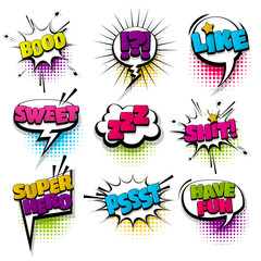 Set hand drawn effects comic speech bubbles