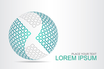 Logo stylized spherical surface with abstract shapes