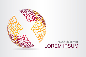 Logo stylized spherical surface with abstract shapes