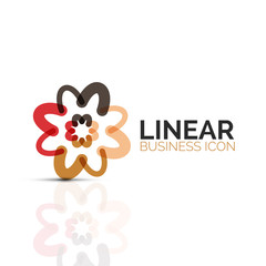 Abstract flower or star, linear thin line icon. Minimalistic business geometric shape symbol created with line segments