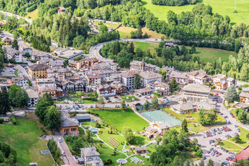 Aerial view of Pre Saint Didier, spa resort in Aosta Valley, Italy