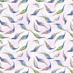 feathers, pattern, watercolor, ink