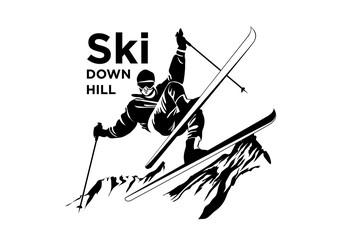 Ski recreation poster design. 