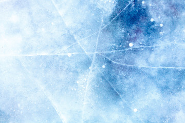 Текстура ледяной поверхности, крупным планом, с трещинами и снегом © Fotograf