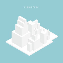 isometric Set of building white city. Vector illustration