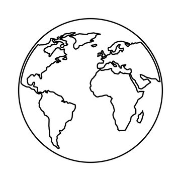 globe world planet map earth image vector illustration outline design